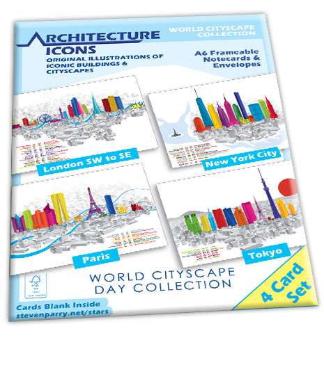 Cityscapes Day 4 Card Set £7.99 Includes London SW To SE, New York, Paris, Tokyo Cards